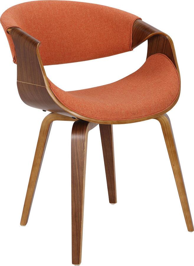 Lumisource Dining Chairs - Curvo Mid-Century Modern Dining/Accent Chair in Walnut and Orange Fabric