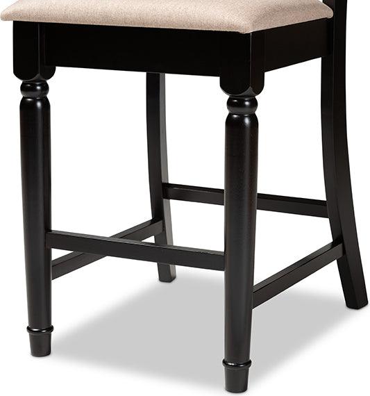 Wholesale Interiors Barstools - Verina Sand Fabric Upholstered Espresso Brown Finished 2-Piece Wood Counter Stool Set Of 4