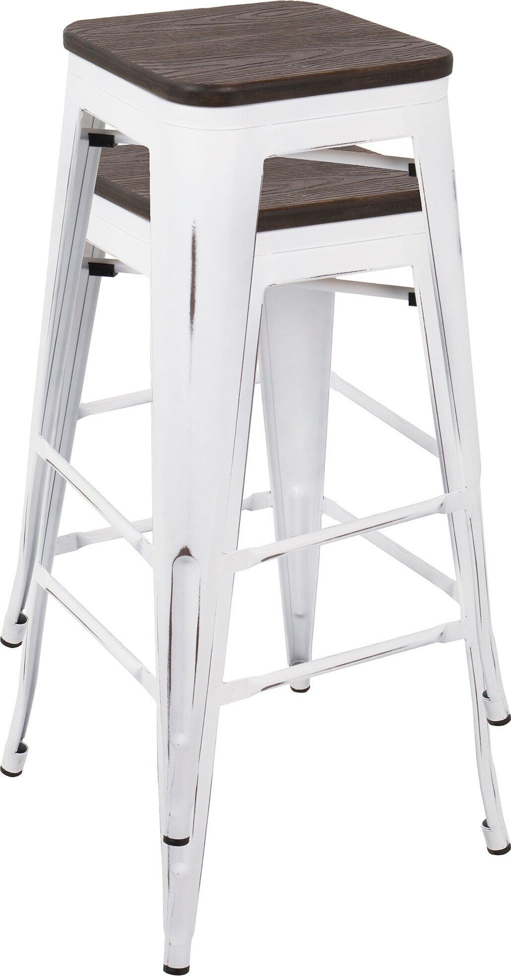Lumisource Barstools - Oregon Barstool (Set of 2) White & Espresso
