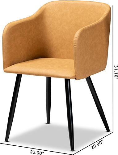 Wholesale Interiors Dining Chairs - Eris Mid-Century Contemporary Tan Faux Leather Upholstered and Black Metal 2-Piece Dining Chair Set