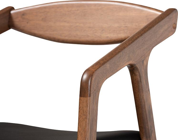 Wholesale Interiors Dining Chairs - Harland Black Faux Leather Upholstered and Walnut Brown Finished Wood 2-Piece Dining Chair Set