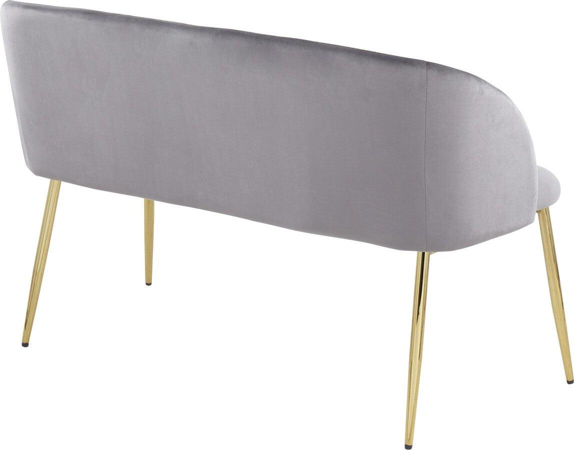 Lumisource Benches - Fran Glam Bench in Gold Steel and Grey Velvet