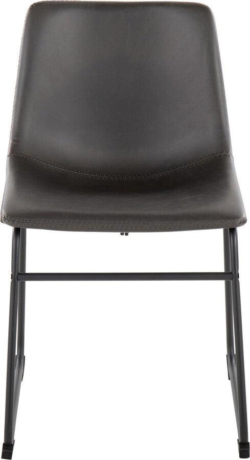 Lumisource Accent Chairs - Duke Industrial Side Chair In Black Steel & Grey Faux Leather (Set of 2)