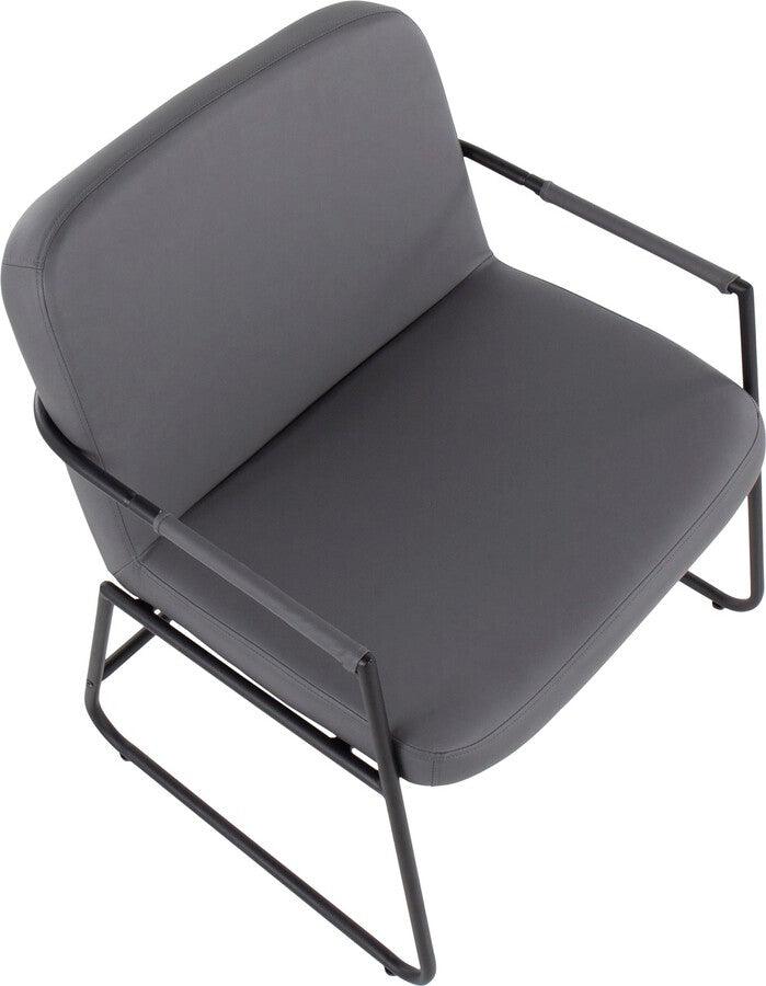 Lumisource Accent Chairs - Duke Contemporary Accent Chair In Black Steel & Grey Faux Leather