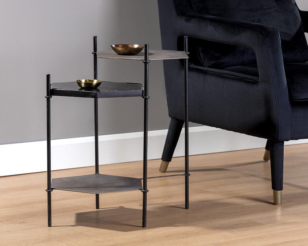 SUNPAN Side & End Tables - Hexall Side Table Black Marble