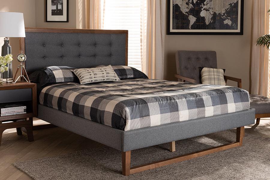 Wholesale Interiors Beds - Emele Queen Bed Dark Gray & Ash walnut