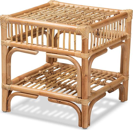 Wholesale Interiors Side & End Tables - Rose Modern Bohemian Natural Brown Rattan End Table