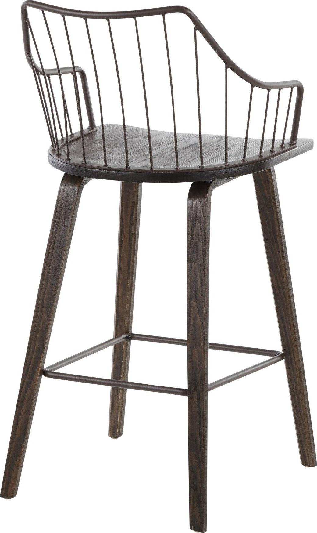 Lumisource Barstools - Winston Counter Stool Dark Walnut & Brown