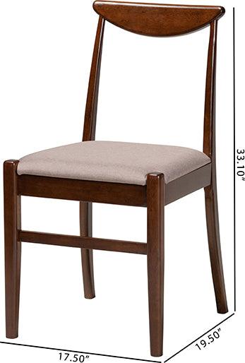 Wholesale Interiors Dining Chairs - Delphina Mid-Century Modern Grey Fabric And Brown Finished Wood 2-Piece Dining Chair Set