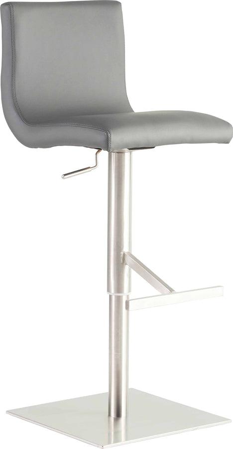 Euro Style Barstools - Scott Adjustable Bar/Counter Stool In Gray With Brushed Stainless Steel Base