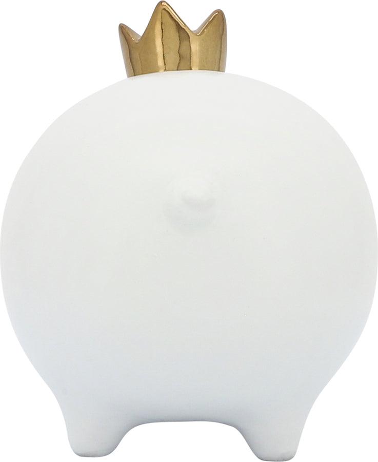 Sagebrook Home Decorative Objects - Ceramic 6" Pig With Crown White