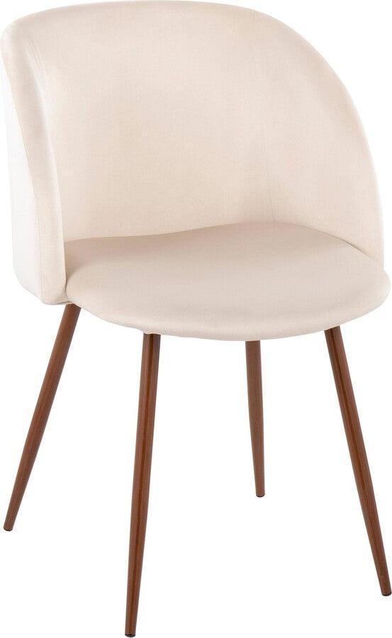 Lumisource Dining Chairs - Fran Contemporary Dining/Accent Chair In Walnut With Cream Velvet (Set of 2)