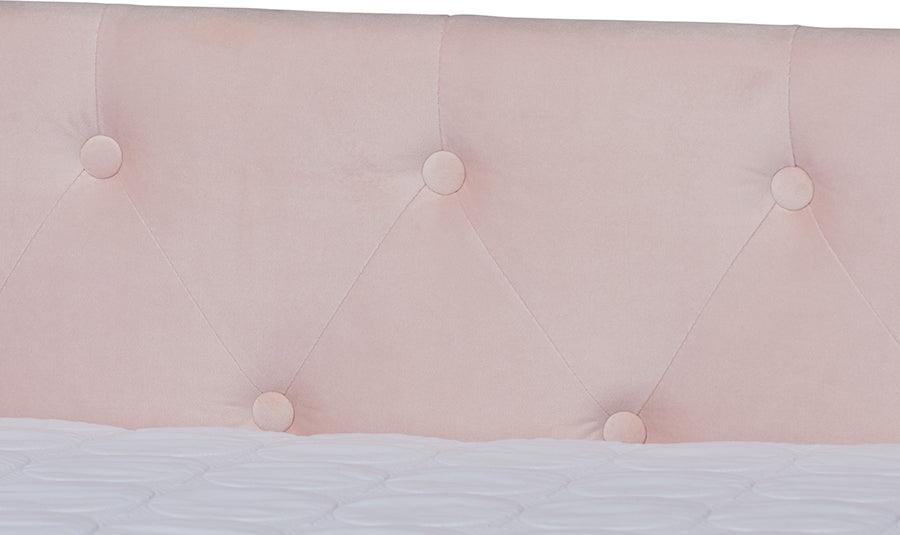Wholesale Interiors Daybeds - Larkin Pink Velvet Fabric Upholstered Full Size Daybed with Trundle