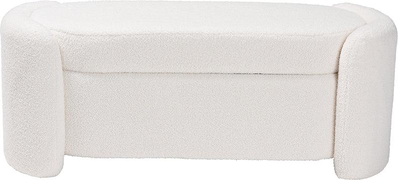 Wholesale Interiors Benches - Oakes Modern and Contemporary Ivory Boucle Upholstered Storage Bench