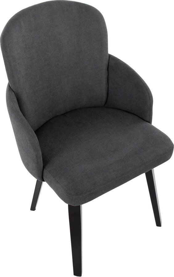 Lumisource Dining Chairs - Dahlia Contemporary Dining Chair In Black Wood & Grey Fabric With Chrome Accent (Set of 2)