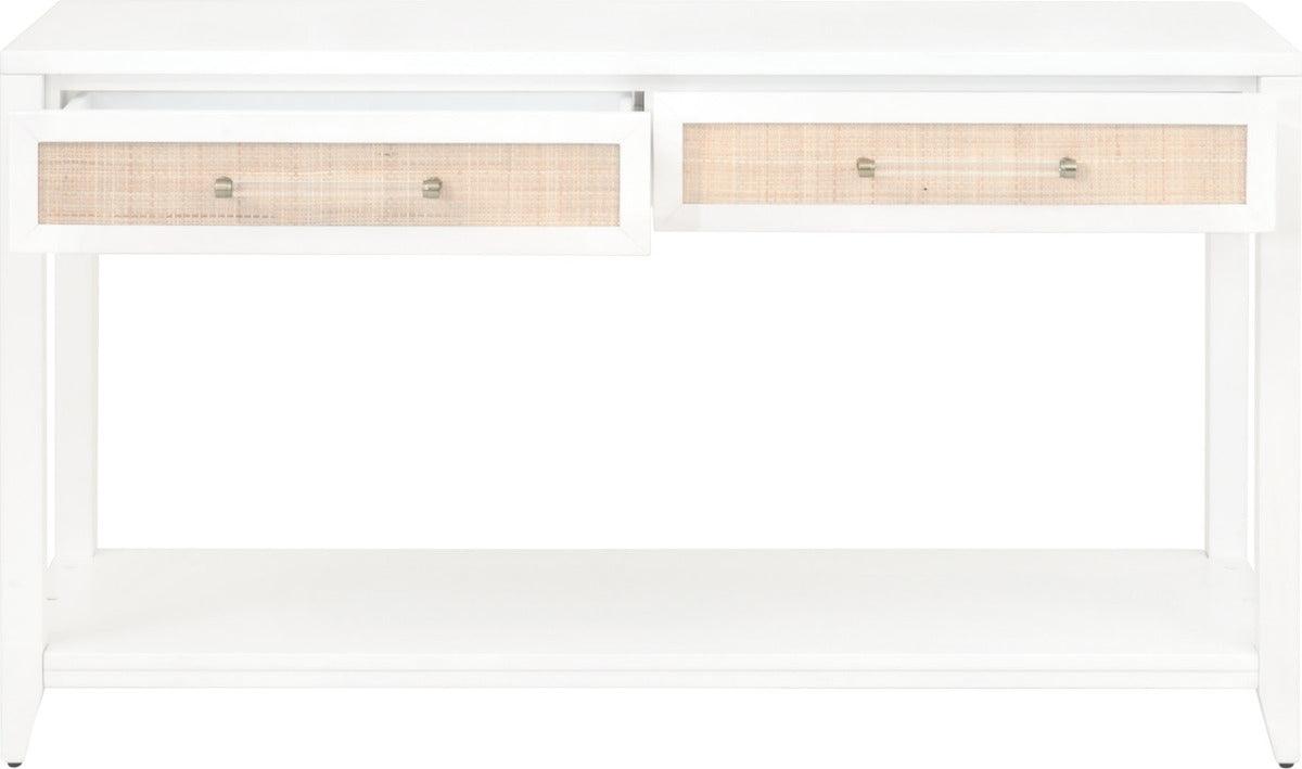Essentials For Living Consoles - Holland 2-Drawer Console Table Matte White, Natural, Brushed Brass