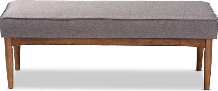 Wholesale Interiors Benches - Arvid Mid-Century Modern Gray Fabric Upholstered Wood Dining Bench