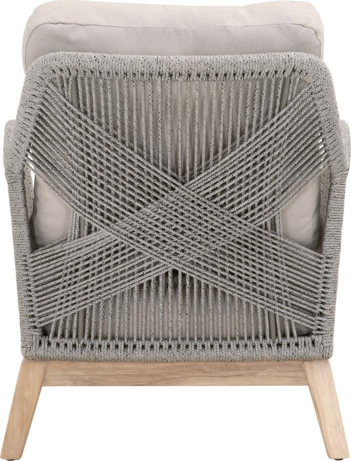 Essentials For Living Outdoor Chairs - Loom Outdoor Club Chair Platinum Rope, Smoke Gray, Gray Teak