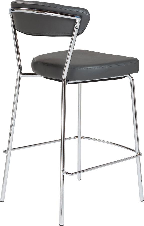 Euro Style Barstools - Draco-C Counter Stool In Gray With Chrome Base Frame And Base - Set Of 2