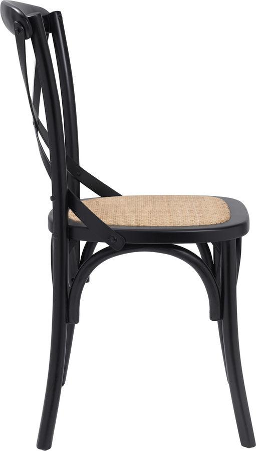 Euro Style Dining Chairs - Neyo Side Chair in Black with Natural Rattan Seat - Set of 2