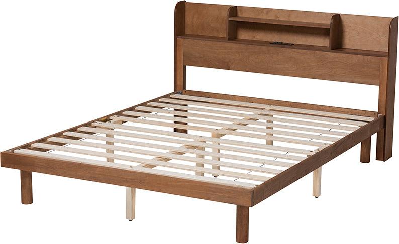 Wholesale Interiors Beds - Harper Mid-Century Modern Transitional Walnut Brown Finished Wood Full Size Platform Bed