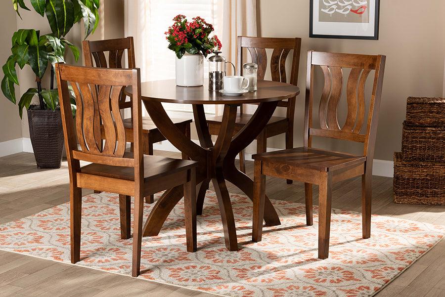 Wholesale Interiors Dining Sets - Karla Walnut Brown Finished Wood 5-Piece Dining Set