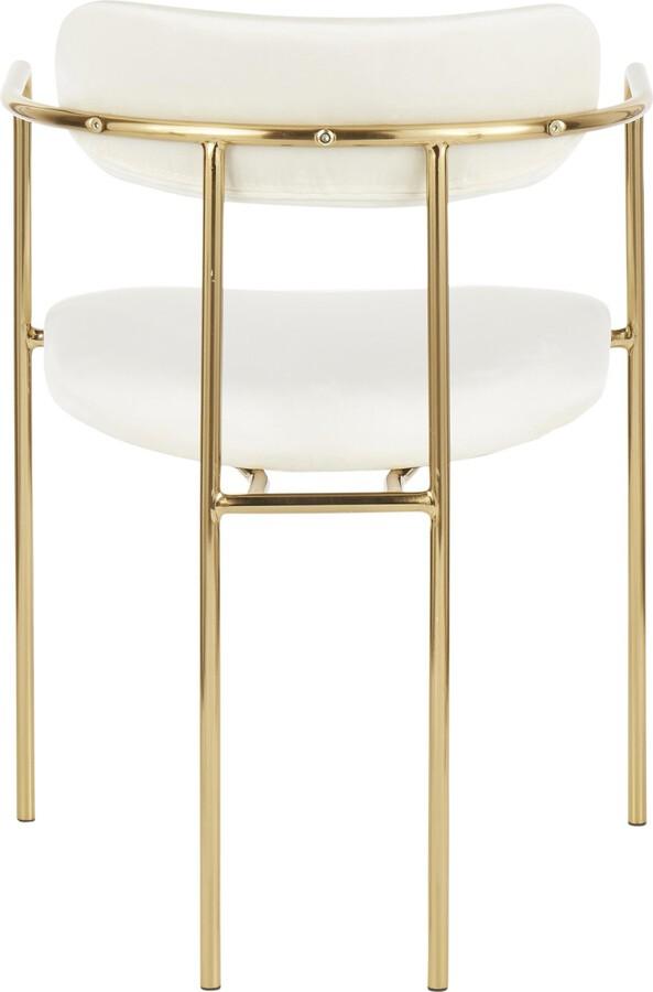 Lumisource Dining Chairs - Demi Contemporary Chair in Gold Metal & Cream Velvet - Set of 2
