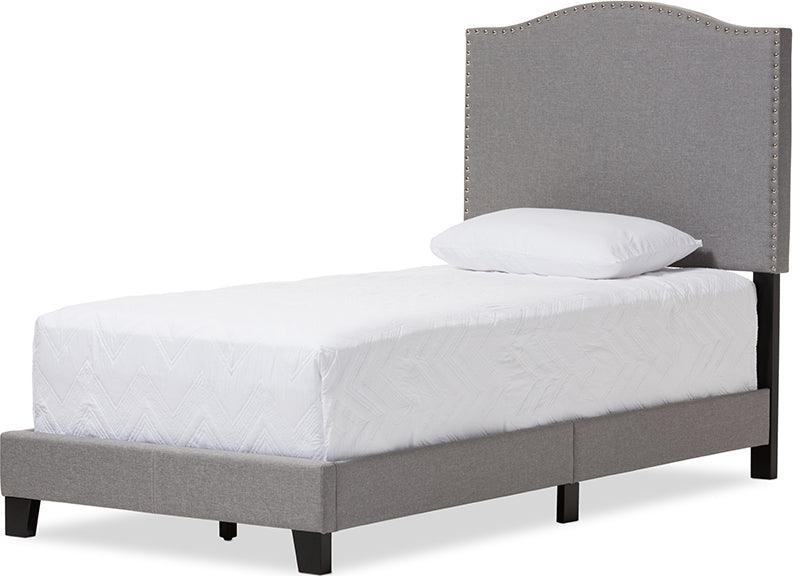 Wholesale Interiors Beds - Benjamin Grey Twin Size Arched Bed with Nail Heads