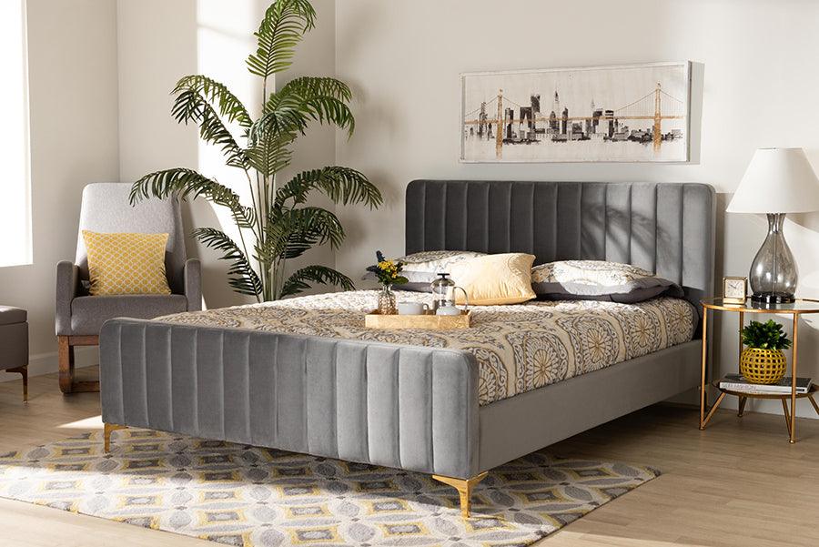 Wholesale Interiors Beds - Nami King Bed Light Gray & Gold