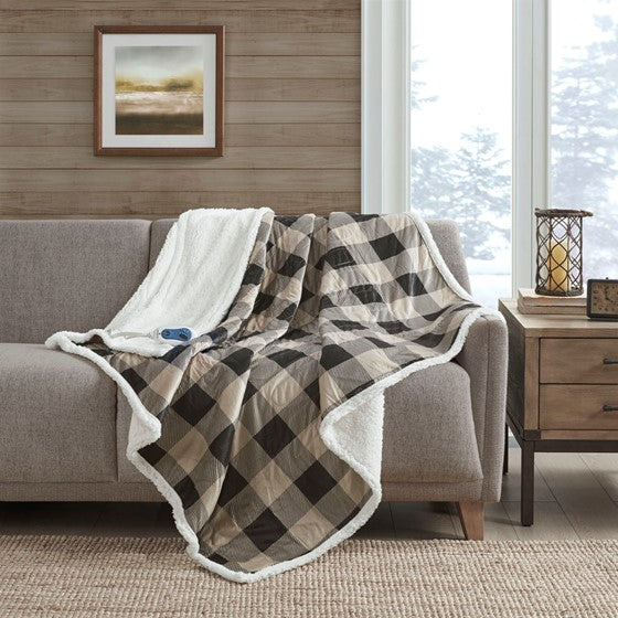 Olliix.com Heated Blankets - Oversized Mink to Berber Heated Throw Tan