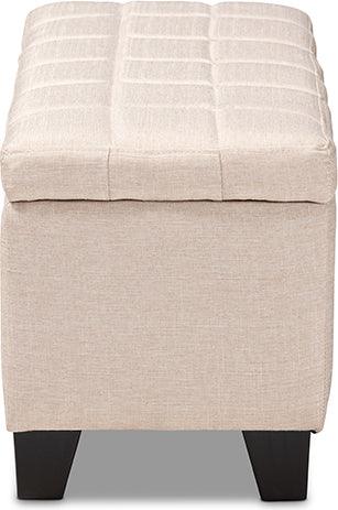 Wholesale Interiors Ottomans & Stools - Fera Modern And Contemporary Beige Fabric Upholstered Storage Ottoman