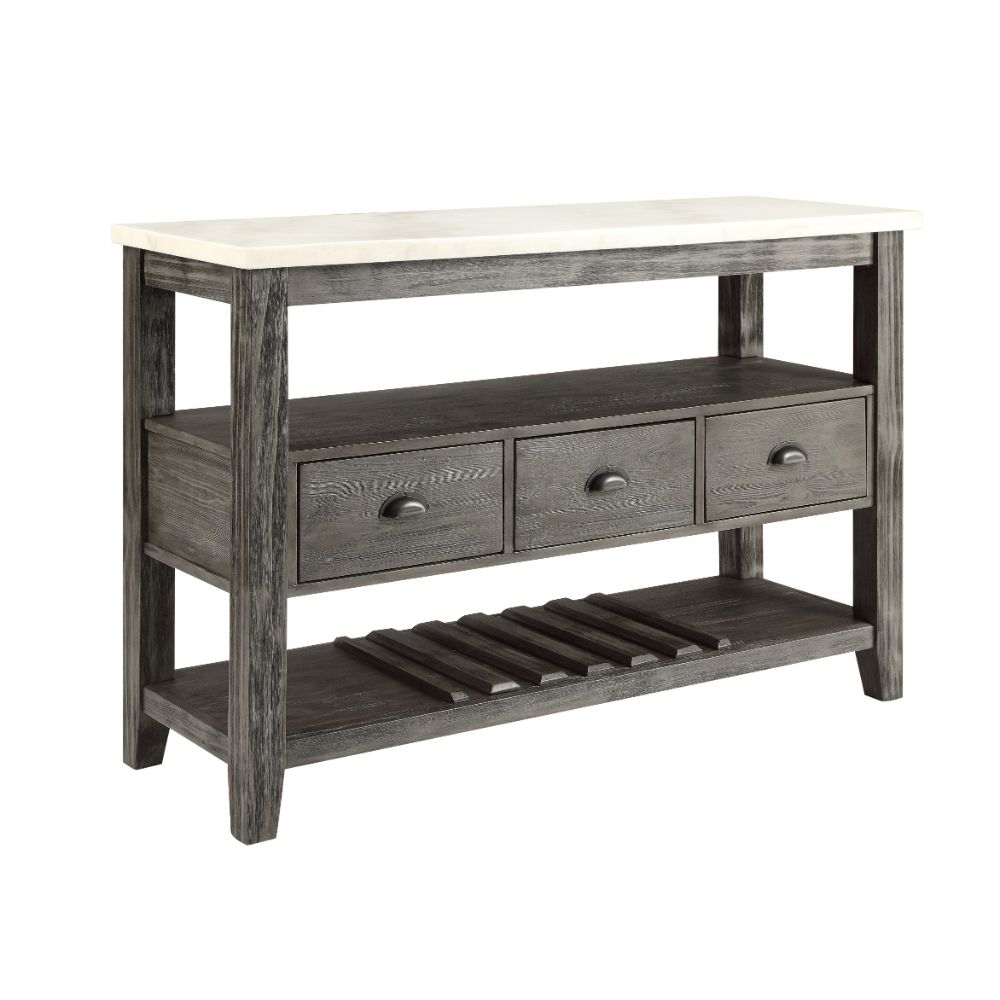 Merel Server, White Marble & Gray Oak