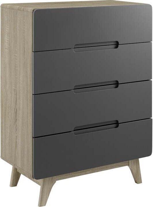 Modway Chest of Drawers - Origin Four-Drawer Chest Natural Gray
