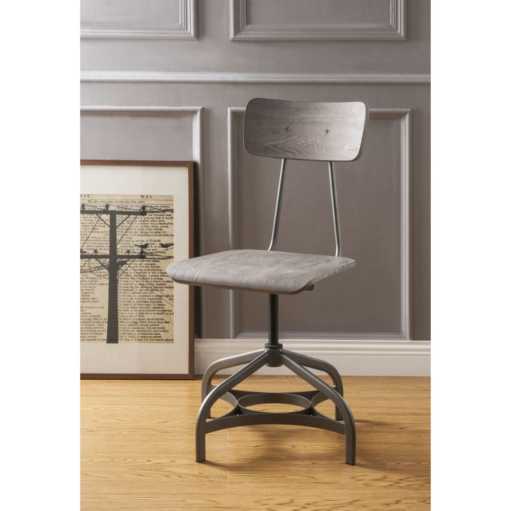 ACME Dining Chairs - ACME Jonquil Side Chair w/Swivel (Set-2), Gray Oak & Sandy Gray