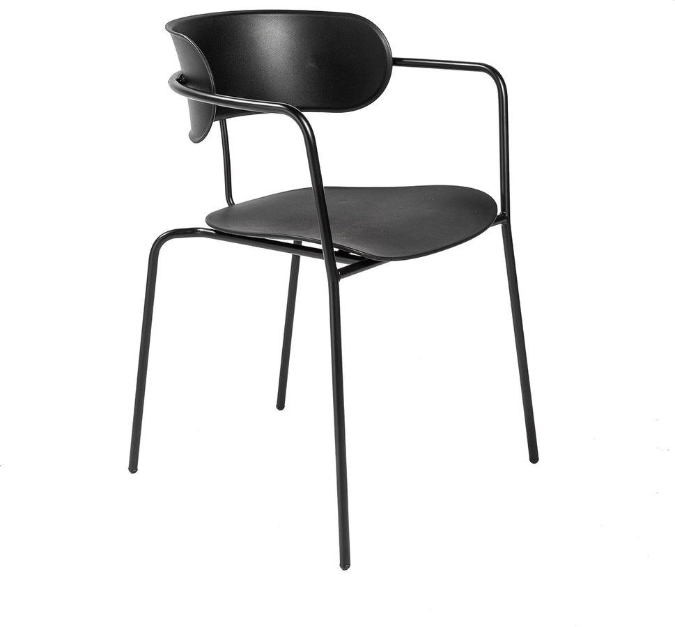 Euro Style Dining Chairs - Paris Stacking Armchair in Black with Black Legs - Set of 4