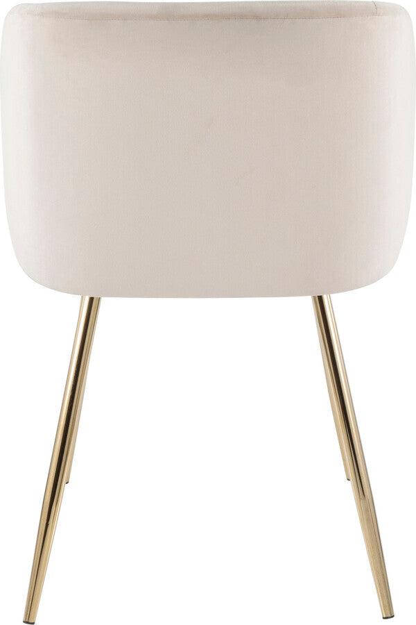 Lumisource Dining Chairs - Fran Contemporary Chair in Gold Metal and Cream Velvet - Set of 2