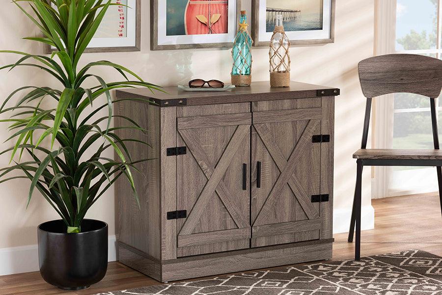 Wholesale Interiors Shoe Storage - Wayne Modern Contemporary Farmhouse Oak Brown Finished Wood 2-Door Shoe Storage Cabinet