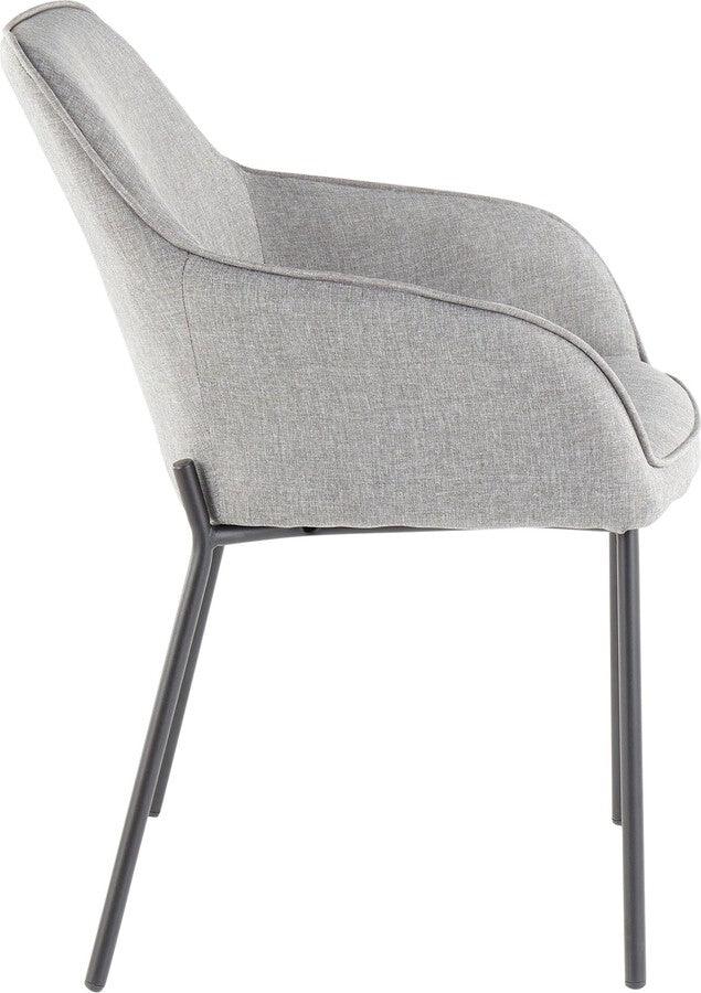 Lumisource Dining Chairs - Daniella Contemporary Dining Chair in Black Metal & Grey Fabric - Set of 2