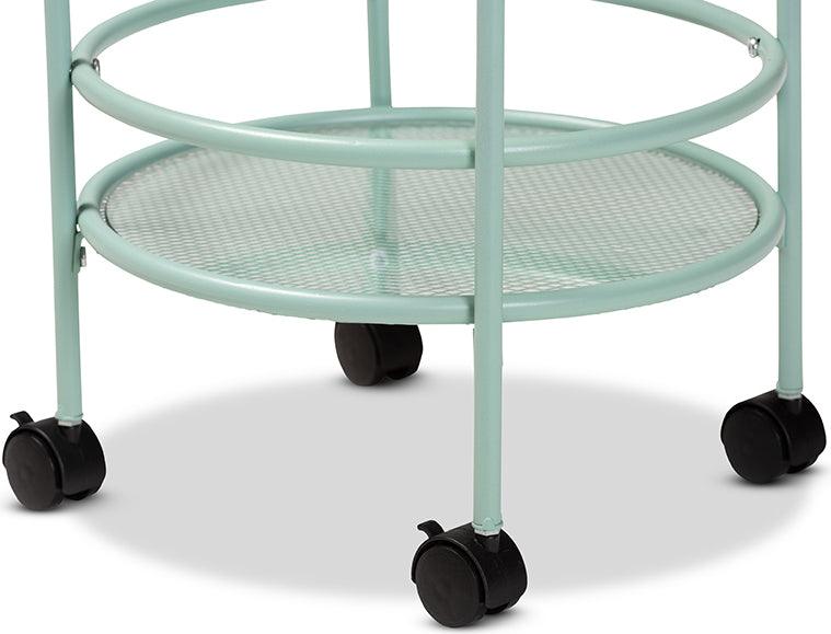Wholesale Interiors Kitchen & Bar Carts - Newell Mint Green Finished Metal 2-Tier Kitchen Cart