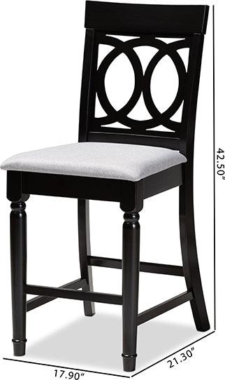 Wholesale Interiors Barstools - Verina Contemporary Grey Fabric Brown Finished 2-Piece Wood Counter Stool Set of 4