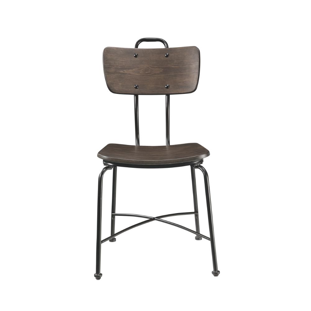 ACME Dining Chairs - ACME Garron Side Chair (Set-2), Walnut & Black