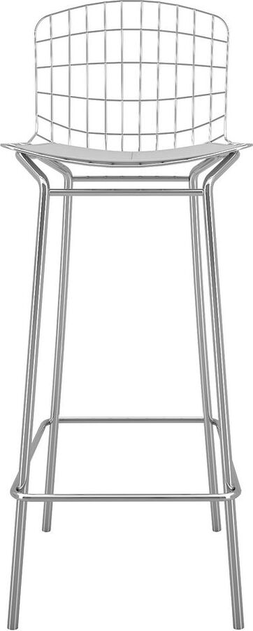 Manhattan Comfort Barstools - Madeline 41.73" Barstool, Set of 3 in Silver and White