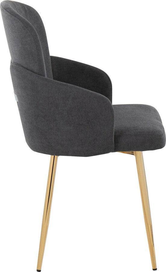 Lumisource Dining Chairs - Dahlia Contemporary Dining Chair In Gold Metal & Grey Fabric With Chrome Accent (Set of 2)
