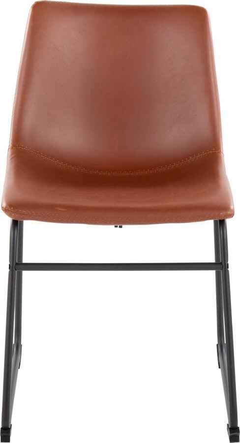 Lumisource Accent Chairs - Duke Industrial Side Chair In Black Steel & Cognac Faux Leather (Set of 2)