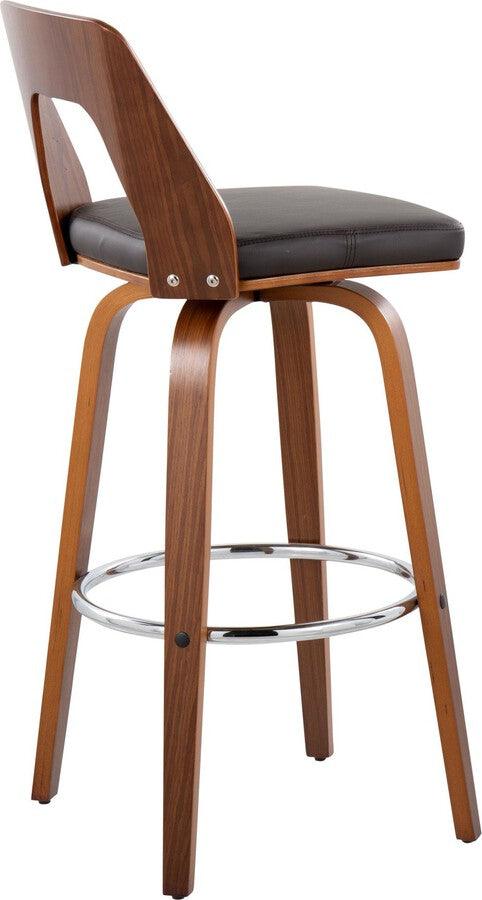 Lumisource Barstools - Trilogy Barstool In Walnut & Brown Faux Leather (Set of 2)
