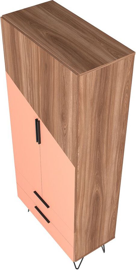 Manhattan Comfort Cabinets & Wardrobes - Beekman 67.32 Tall Cabinet in Brown and Pink