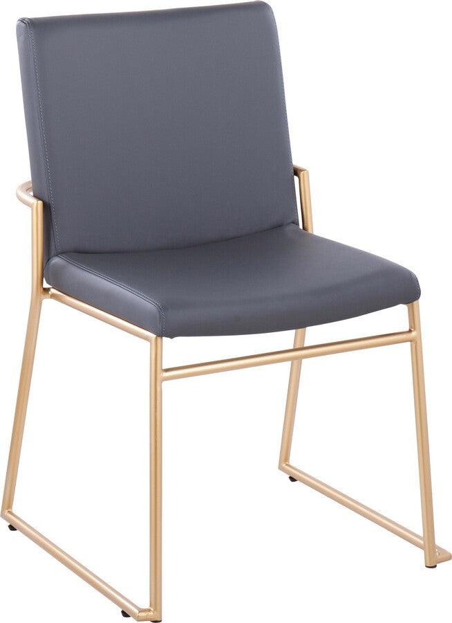Lumisource Dining Chairs - Dutchess Contemporary Dining Chair In Gold Steel & Grey Faux Leather (Set of 2)