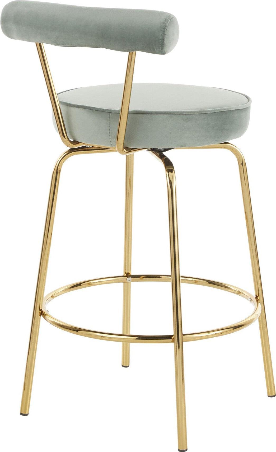 Lumisource Barstools - Rhonda Counter Stool Gold & Sage Green (Set of 2)
