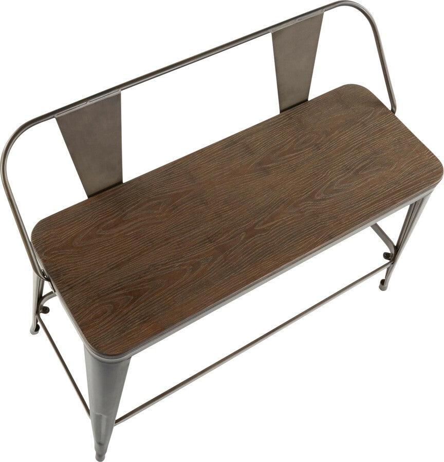 Lumisource Benches - Oregon Industrial Counter Bench in Antique Metal and Espresso Wood-Pressed Grain Bamboo