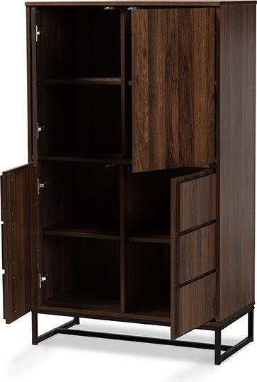 Wholesale Interiors Buffets & Cabinets - Neil Walnut Brown Finished Wood and Black Finished Metal Multipurpose Storage Cabinet